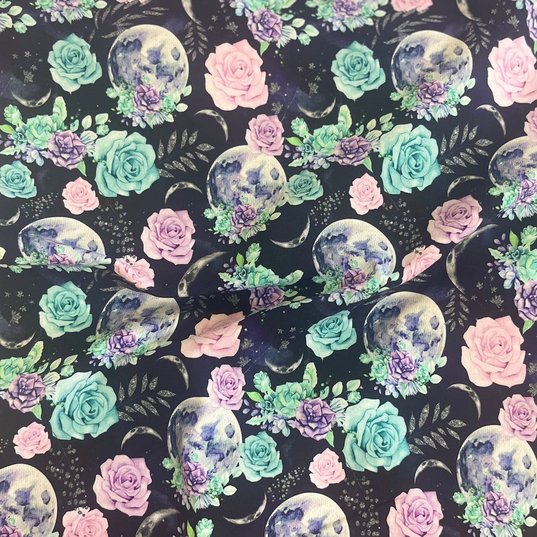 Dark Floral Moon Cotton spandex