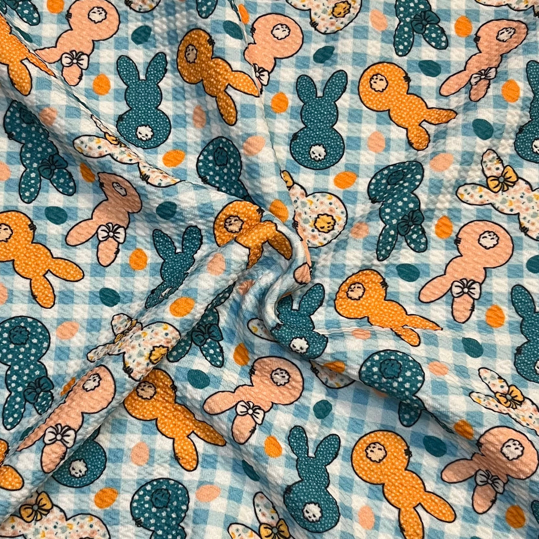 Blue bunnies on plaid